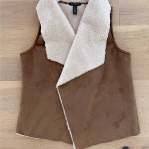 Ralph Lauren Cream Faux Shearling Vest